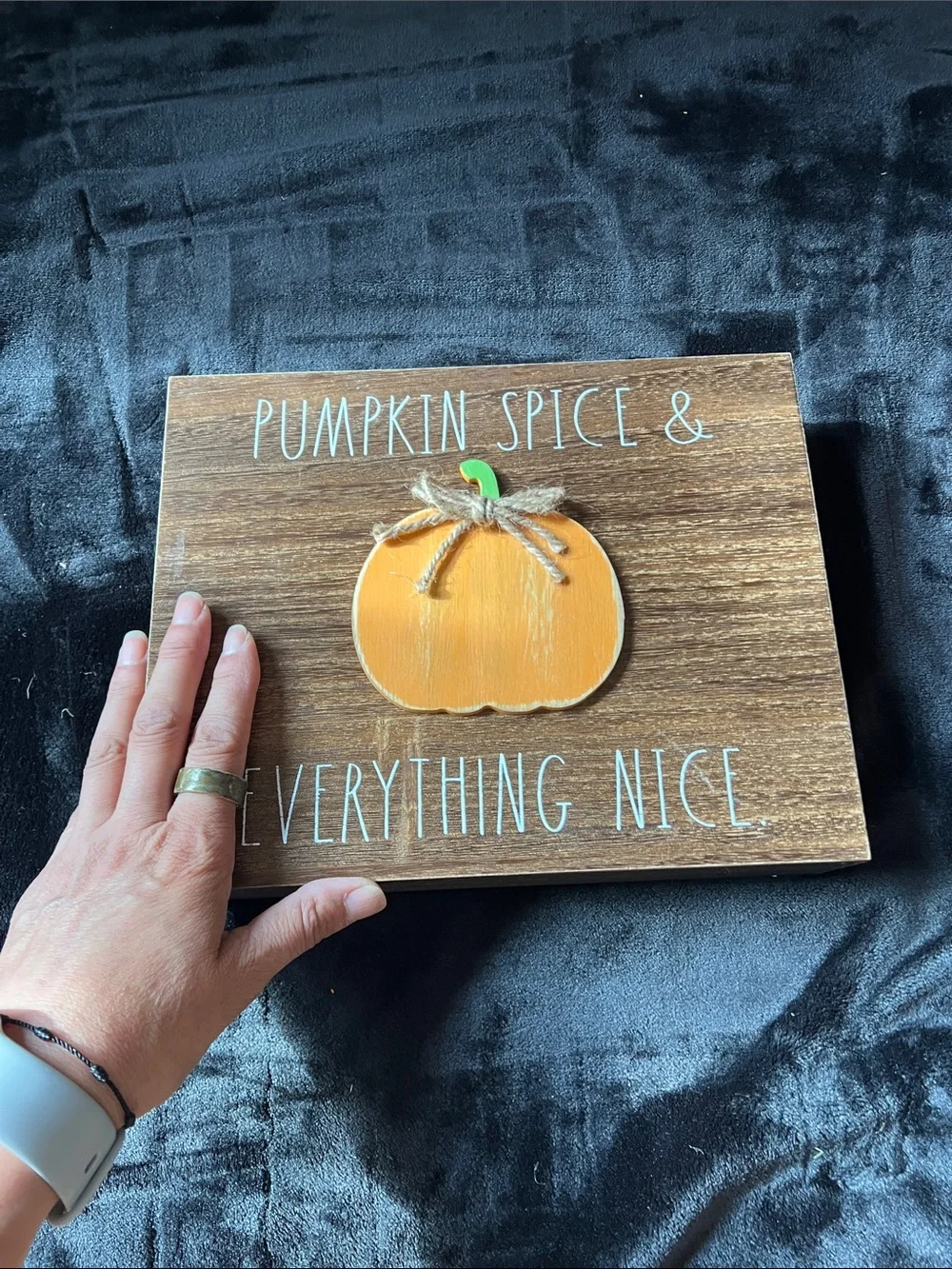 Rae Dunn Pumpkin Spice & Everything Nice Orange Pumpkin Wall Sign